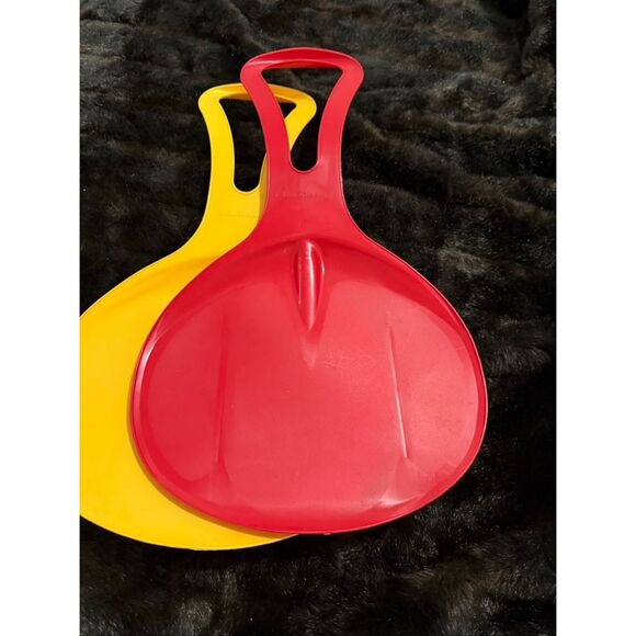 LL Bean Slope Slider Snow Saucer Sled Spoon Set of 2 winter fun - Picture 5 of 5